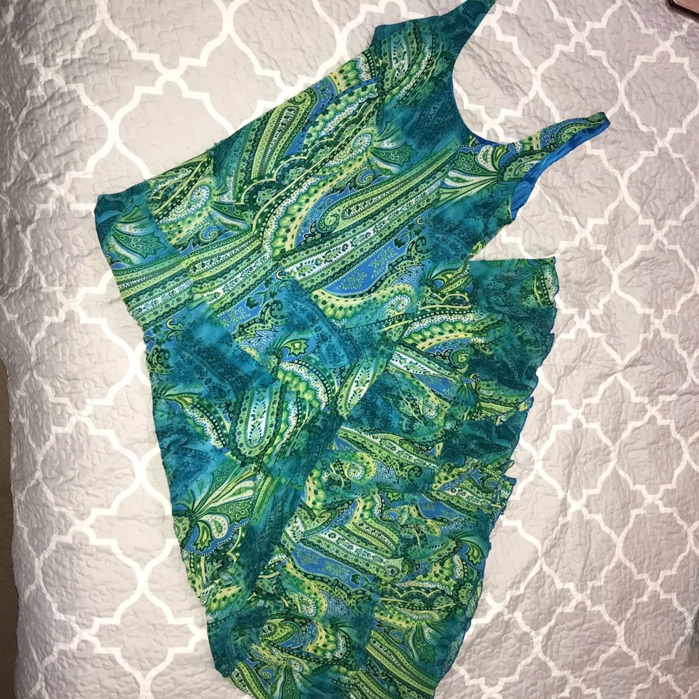 Jones New York blue green dress